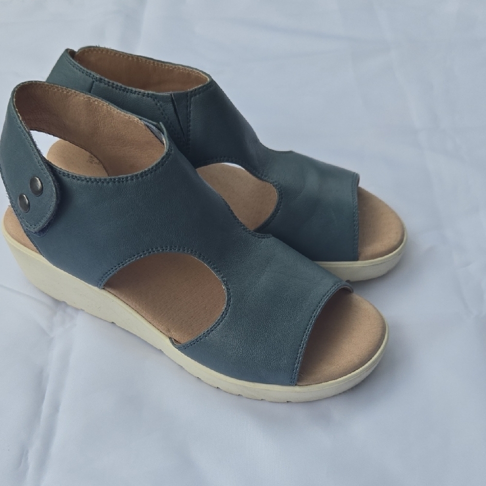 Johnston & Murphy Blue Wedge Sandals